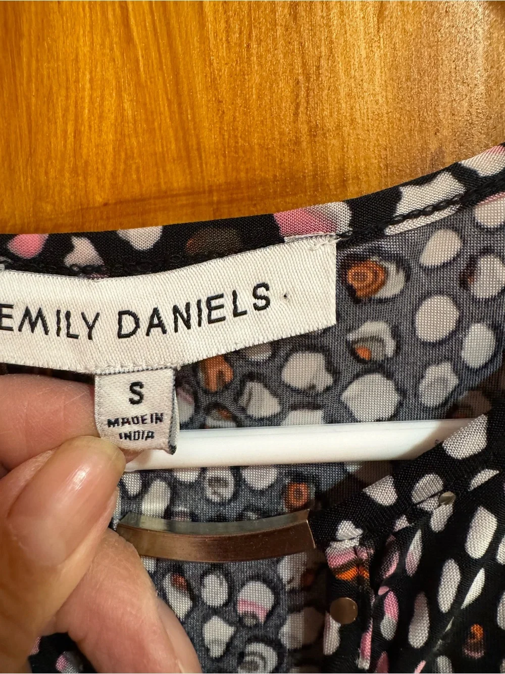 Emily Daniels Black Tunic with Pink & Cream Dot Print